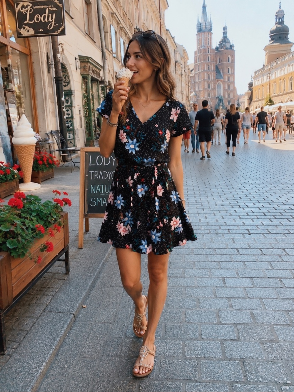 Impress ! NWT Polka Dot Floral Mini Dress size M.